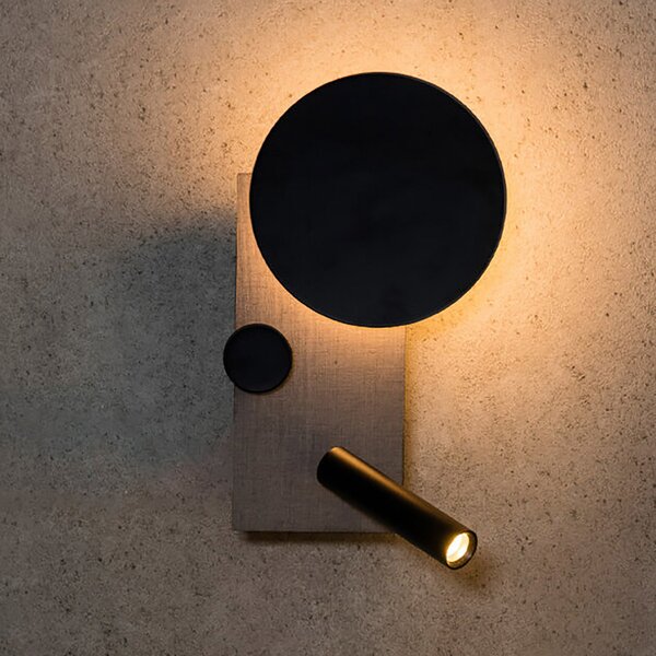 FARO BARCELONA Aplică de perete LED Klee, gri, varianta stângă, reglabil, Gri, Camera de zi / sufragerie, Metal, Modern