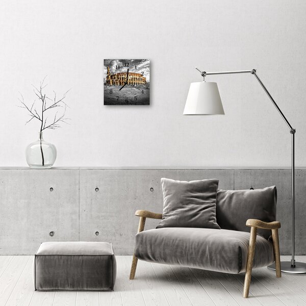 Ceas de perete din sticla pătrat Colosseum Colosseum Gray