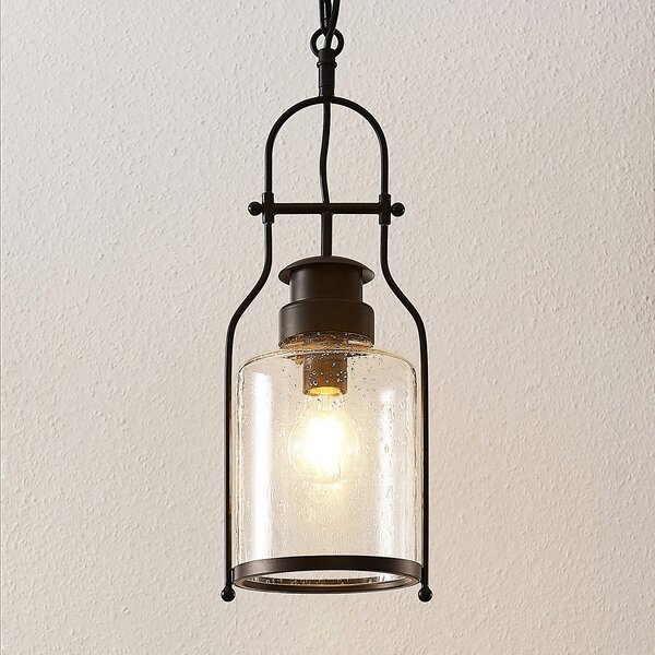 Lindby lampă suspendată Rozalie, negru, metal, lanternă, 21cm, reglabil, Negru, Hol, Metal, Vintage, Felinar