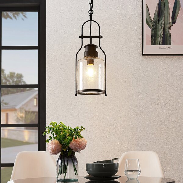 Lindby lampă suspendată Rozalie, negru, metal, lanternă, 21cm, reglabil, Negru, Hol, Metal, Vintage, Felinar