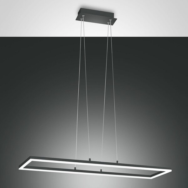 Fabas Luce Lampă pendul LED Bard, 92x32 cm, antracit, reglabil, Negru, Camera de zi / sufragerie, Metal, Modern