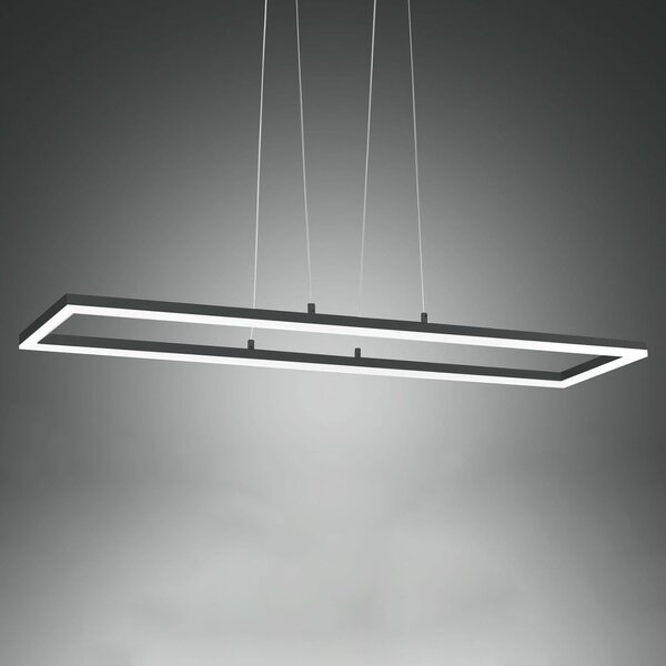 Fabas Luce Lampă pendul LED Bard, 92x32 cm, antracit, reglabil, Negru, Camera de zi / sufragerie, Metal, Modern