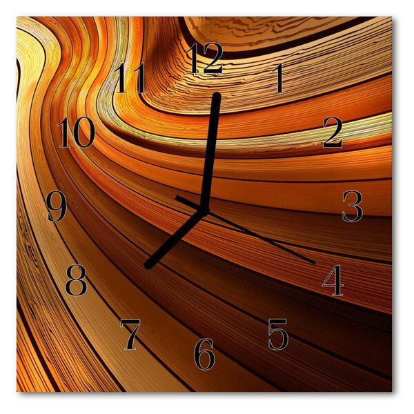 Ceas de perete din sticla pătrat Abstract Art Brown