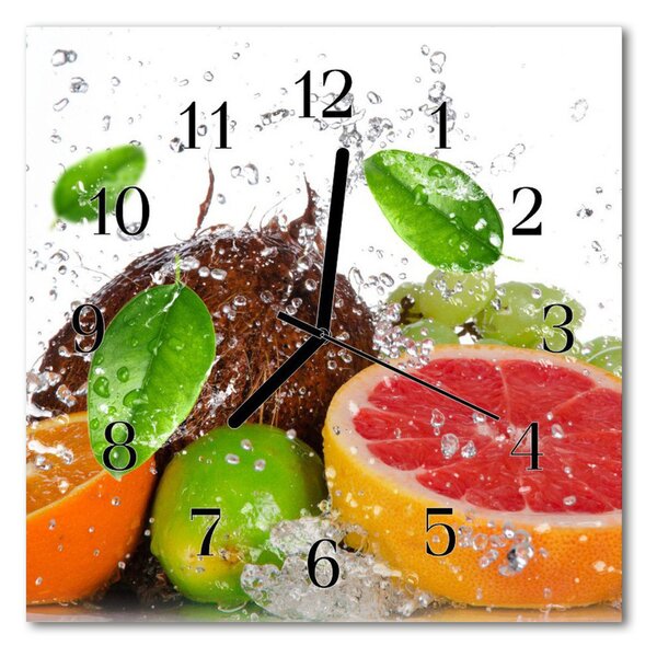 Ceas de perete din sticla pătrat Fructe de fructe Multi-colorat