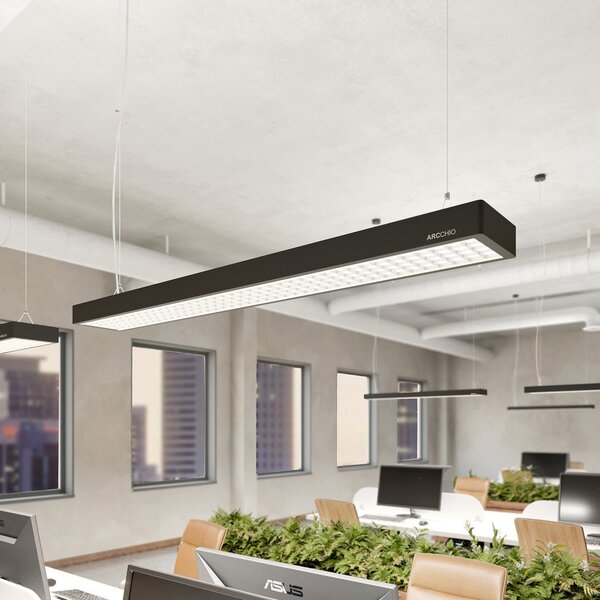 Arcchio Susi LED lampă suspendată pentru birou, negru, 120cm, 4000K, DALI, reglabil, Negru, Studiu / Birou, Aluminiu, Modern