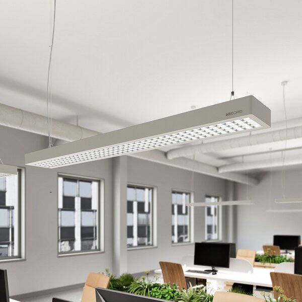 Arcchio Susi LED lampă suspendată pentru birou, argintiu, 120 cm, 4000K, DALI, reglabil, Metalic, Studiu / Birou, Aluminiu, Modern