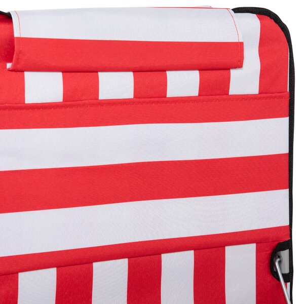 Outsunny Set 2 Șezlonguri de Plajă cu Spătar Reglabil în 5 Poziții, Tetieră și Geantă de Transport, 124x53x45 cm, Roșu | Aosom Romania