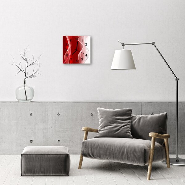 Ceas de perete din sticla pătrat Abstract Abstract Art Red