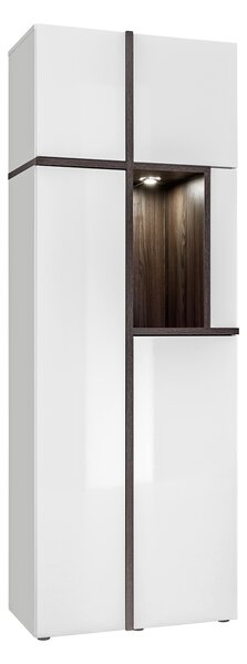 Dulap cu rafturi Carlyn 28 PEW CS WSW (alb mat + brest perlă + alb ultra lucios). 1024469