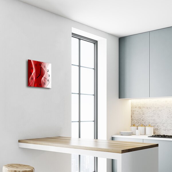Ceas de perete din sticla pătrat Abstract Abstract Art Red