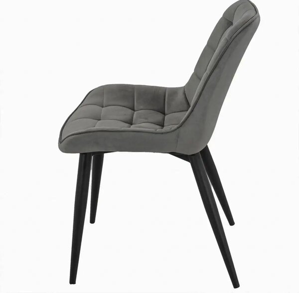 Set masa 80 cm blat MDF si 4 scaune Dnv Homs catifea gri, picioare metalice negre