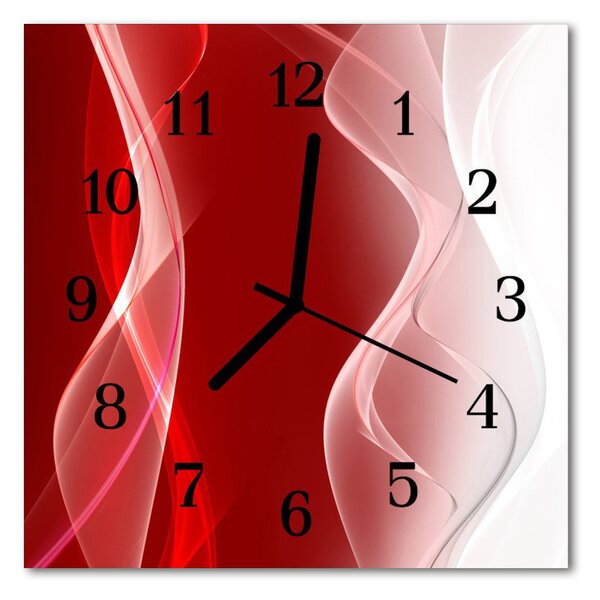 Ceas de perete din sticla pătrat Abstract Abstract Art Red