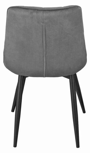 Set masa 80 cm blat MDF si 4 scaune Dnv Homs catifea gri, picioare metalice negre