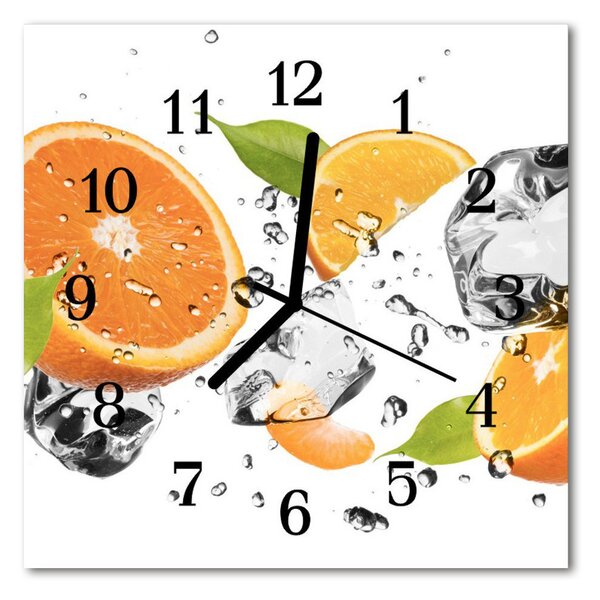 Ceas de perete din sticla pătrat Portocale fructe Orange