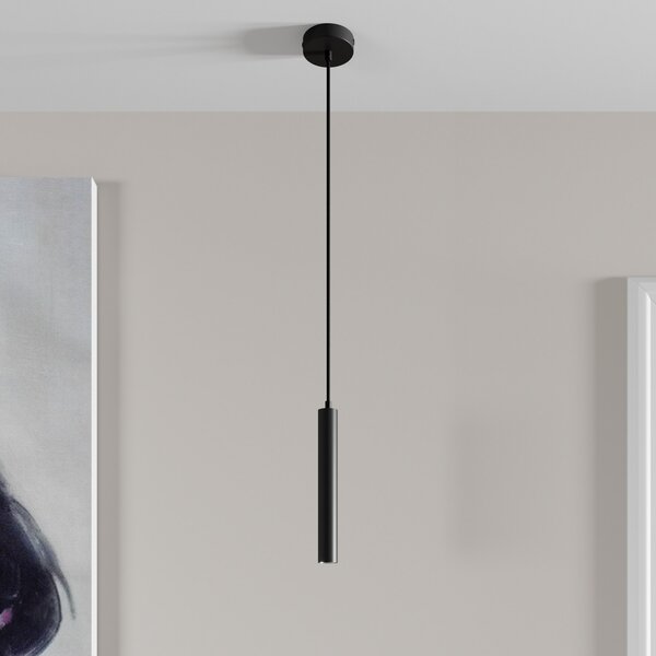 Arcchio Lampă suspendată LED Franka, 1 bec, Ø 4 cm, negru, Negru, Camera de zi / sufragerie, Metal, Modern
