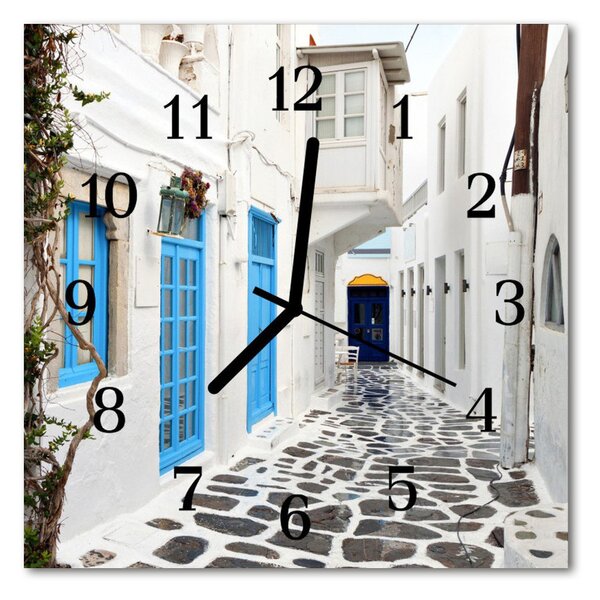 Ceas de perete din sticla pătrat Santorini Santorini alb