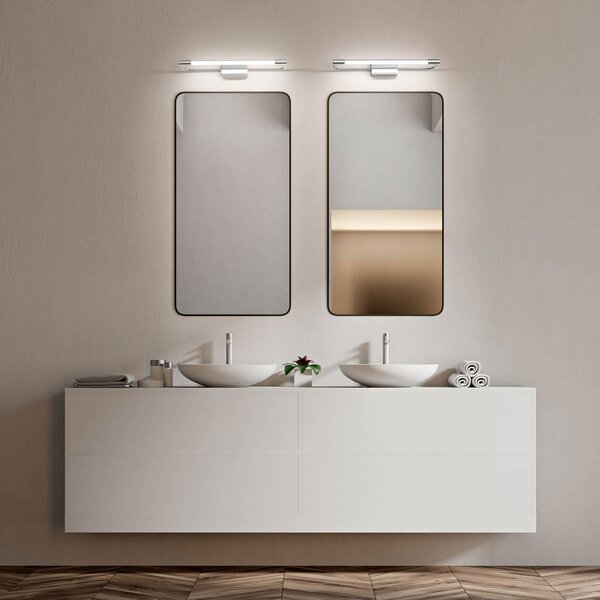 Fabas Luce Aplică de perete LED Rapallo, crom, IP 44, 60 cm, Metalic, Hol, Metal, Modern