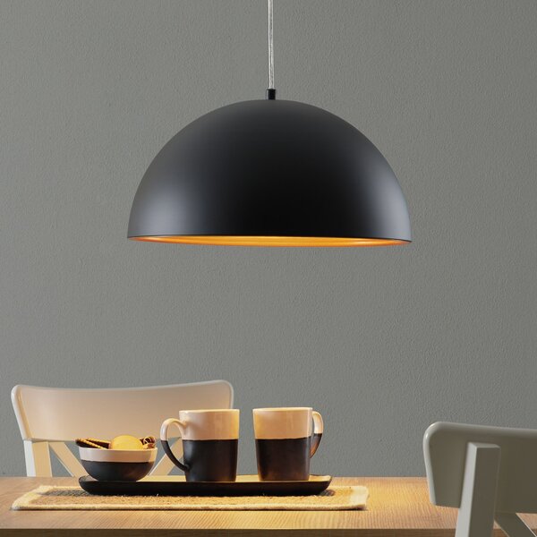 Fabas Luce Lampă suspendată Dingle bicoloră negru-auriu, reglabil, Negru, Camera de zi / sufragerie, Metal, Modern