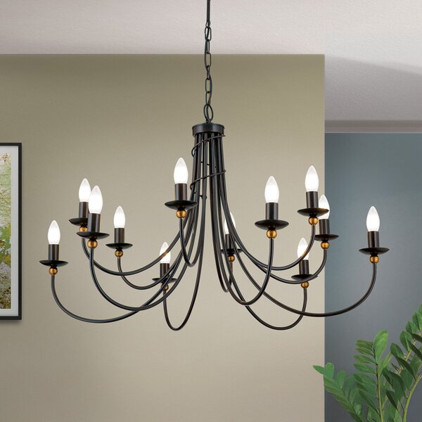 ORION Candelabru Garda stil rustic, 12 becuri, reglabil, Maro / Rugină, Camera de zi / sufragerie, Metal, Casă de țară / Rustic