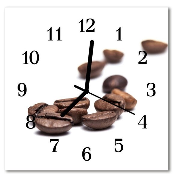 Ceas de perete din sticla pătrat Boabe de cafea Alimente și băuturi Brown