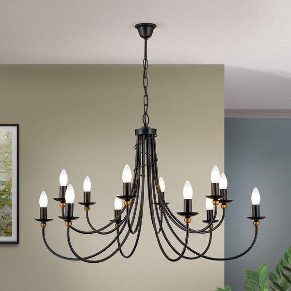 ORION Candelabru Garda stil rustic, 12 becuri, reglabil, Maro / Rugină, Camera de zi / sufragerie, Metal, Casă de țară / Rustic