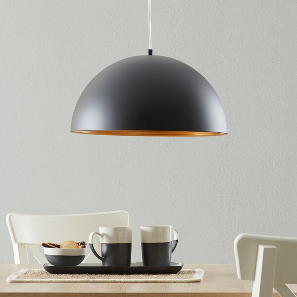 Fabas Luce Lampă suspendată Dingle bicoloră negru-auriu, reglabil, Negru, Camera de zi / sufragerie, Metal, Modern