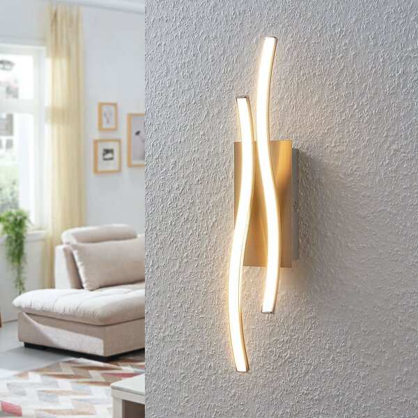 Lindby Aplică de perete Safia, 45 cm, culoare nichel, metal, Metalic, Camera de zi / sufragerie, Aluminiu, Modern