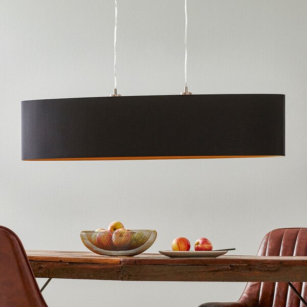 EGLO Lecio lampă suspendată textilă, oval 100 cm, negru, reglabil, Negru, Camera de zi / sufragerie, Țesătură / Textil, Modern