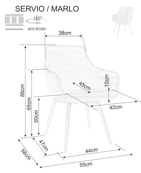 Scaun de dining MARLO VELVET bej