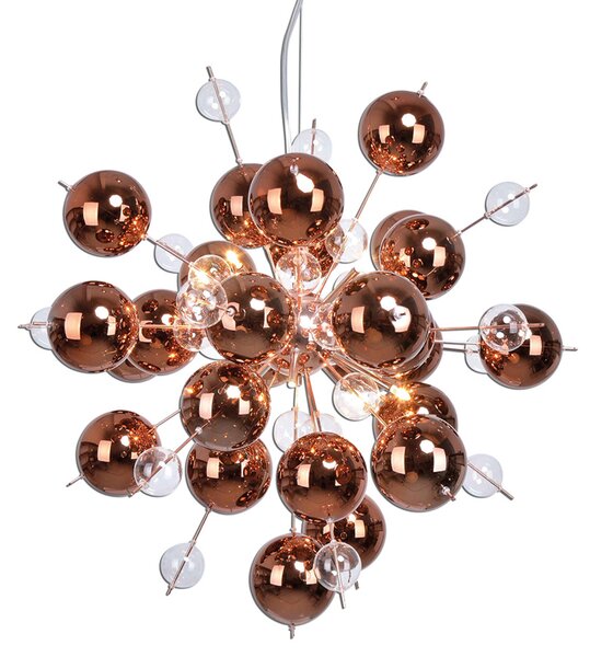 Näve Lampă suspendată Explosion cu bile de cupru, reglabil, Cupru, Camera de zi / sufragerie, Metal, Design, glob