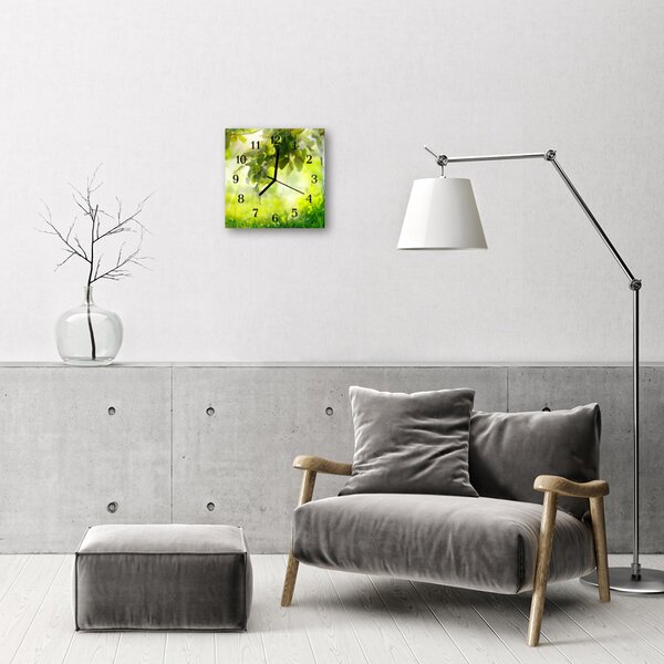 Ceas de perete din sticla pătrat Apple Tree Apple Tree Green