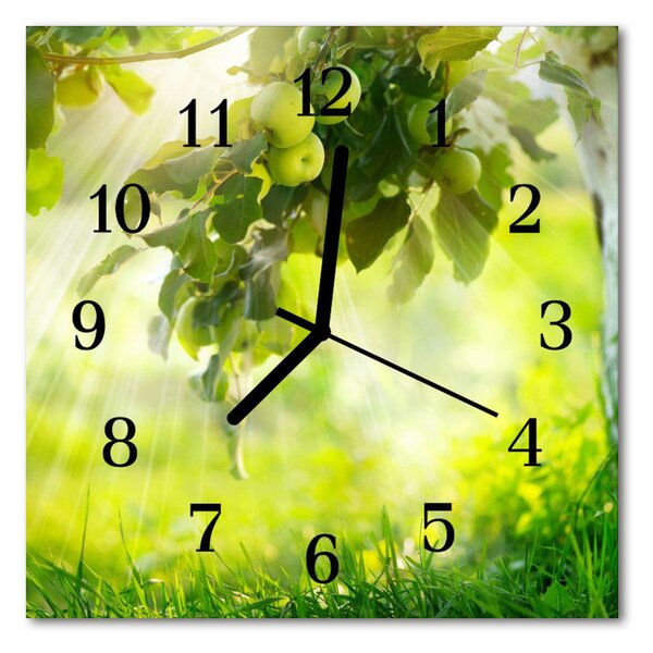 Ceas de perete din sticla pătrat Apple Tree Apple Tree Green