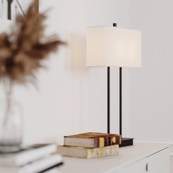 By Rydéns Luton lampă de masă, albă/neagră, 56cm, Alb, Camera de zi / sufragerie, Țesătură / Textil, Modern