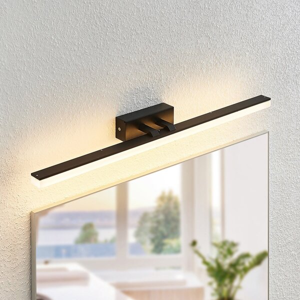 Lucande Aplică de perete cu LED Lisana, orizontală, 75 cm, IP44, Negru, Baie, Metal, Modern