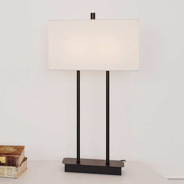 By Rydéns Luton lampă de masă, albă/neagră, 56cm, Alb, Camera de zi / sufragerie, Țesătură / Textil, Modern