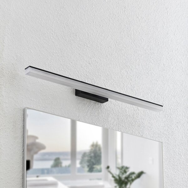 Lucande Aplică de perete cu LED Lisana, orizontală, 75 cm, IP44, Negru, Baie, Metal, Modern