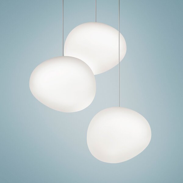 Foscarini Gregg piccola Lampă suspendată, albă, reglabil, Alb, Camera de zi / sufragerie, Sticlă, Design