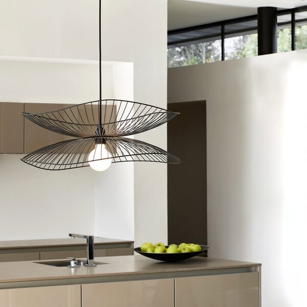 Forestier Libellule S lampă pendul, 56 cm, negru, reglabil, Negru, Camera de zi / sufragerie, Metal, Design