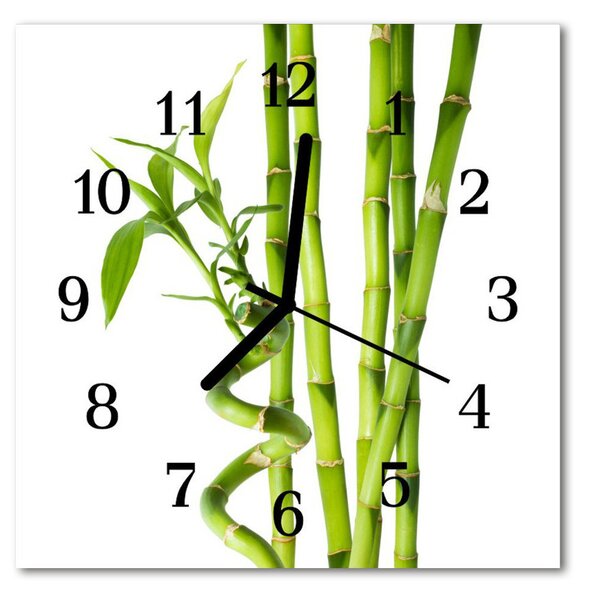 Ceas de perete din sticla pătrat Bamboo Bamboo Green
