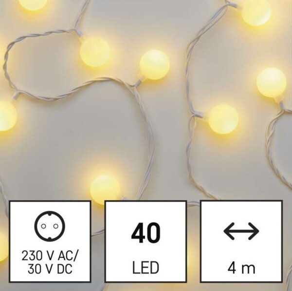 Ghirlandă LED pentru exterior, 40xLED/9m, IP44, alb cald