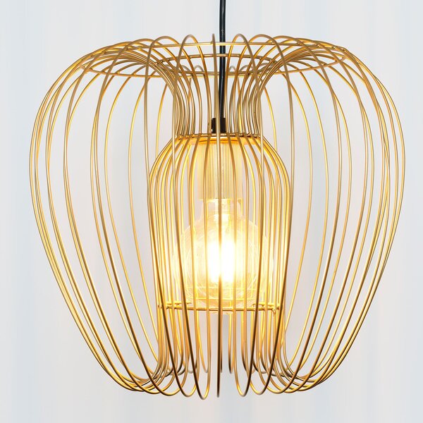 Holländer Lampă suspendată Protetto, auriu, Ø 34 cm, reglabil, Auriu / Alamă, Camera de zi / sufragerie, Metal, Modern