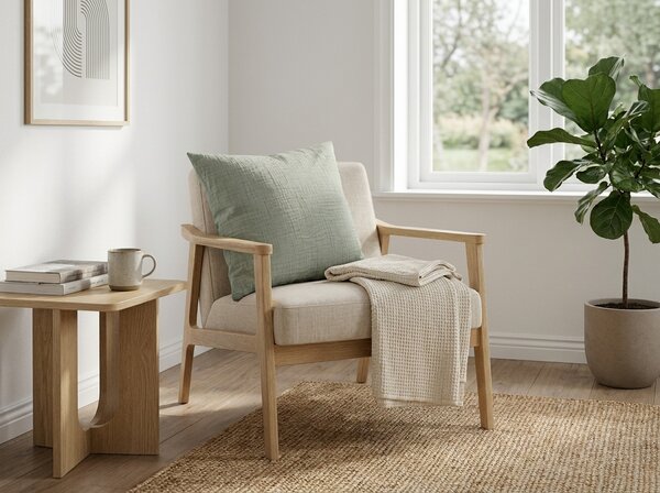 Fata de perna muselin MUSSARI 45x45 cm, verde salvie