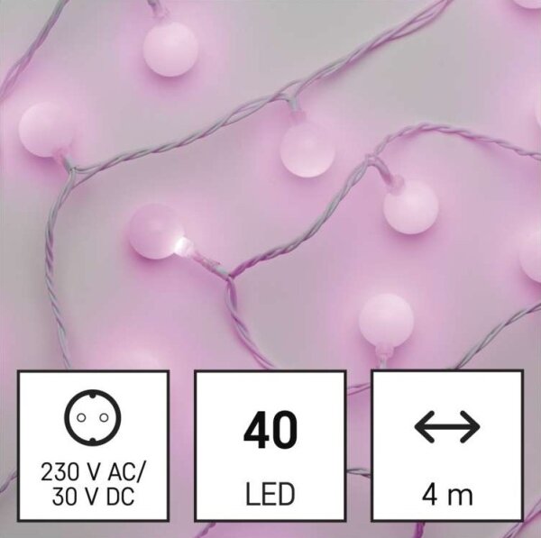 Instalație LED de Crăciun de exterior 40xLED/9m IP44 roz