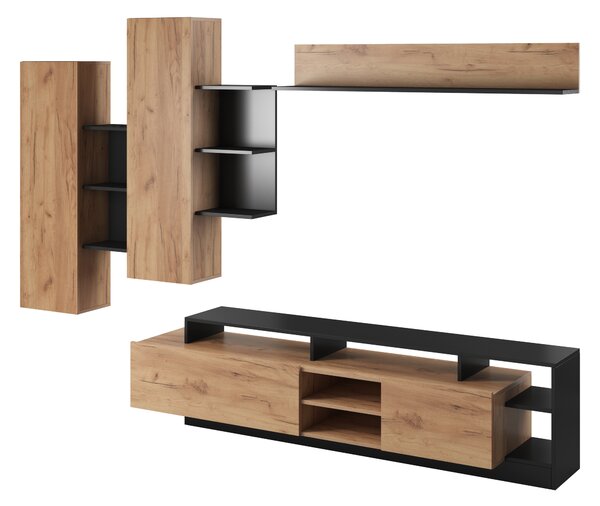 Mobilier living Alvera (stejar craft auriu + antracit). 1041166