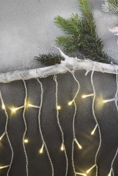 Ghirlandă LED de exterior 300 LED, 8 moduri, 10 m, IP44, alb cald + telecomandă