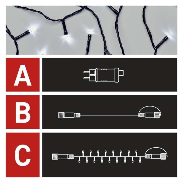 Ghirlandă LED pentru exterior, 100 LED/15 m, IP44, alb rece