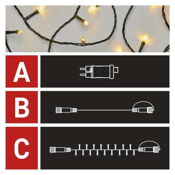 Ghirlandă LED pentru exterior 100 LED/15 m IP44 alb cald