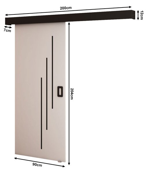 Uși culisante 90 cm Bethany V (alb mat + negru mat). 1043495