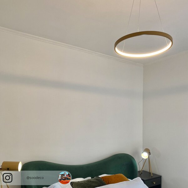 JUST LIGHT. GmbH Lampă suspendată LED Circle, auriu, Ø 39 cm, Auriu / Alamă, Camera de zi / sufragerie, Metal, Modern