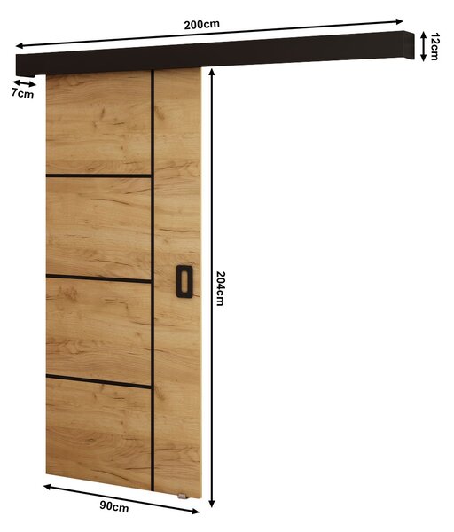 Uși culisante 90 cm Bethany V (craft auriu + negru mat). 1043497